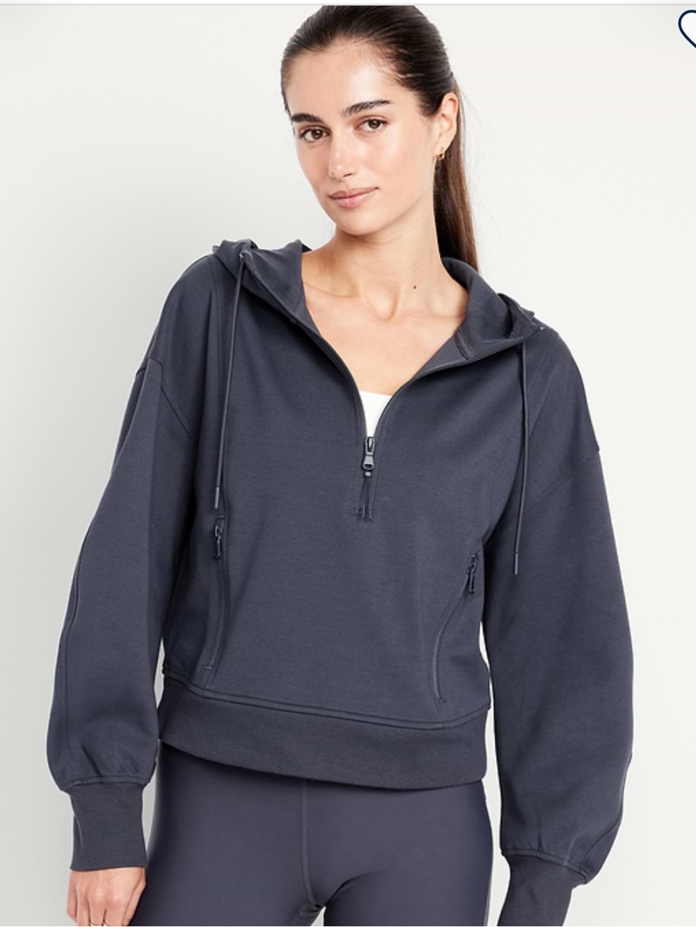 Old Navy Women's Half-Zip Hooded Pullover - Charcoal Gray